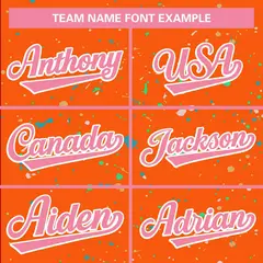 Orange Pink-White Splash Graffiti Pattern Varsity Full-Zip Letterman Jacket 5