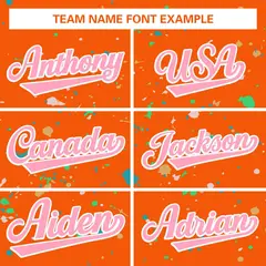 Orange Pink-White Splash Graffiti Striped Baseball Jersey 3