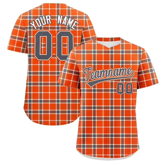 Orange Plaid Authentic Baseball Jersey