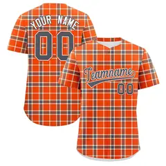 Orange Plaid Authentic Baseball Jersey 1