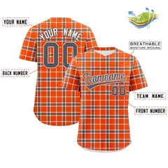 Orange Plaid Authentic Baseball Jersey 2