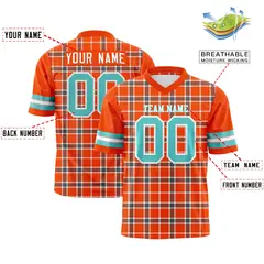 Orange Plaid Pattern Authentic Football Jersey 2