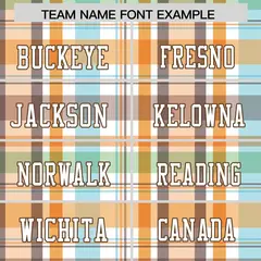 Orange Plaid Pattern Authentic Football Jersey 3