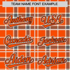 Orange Plaid Varsity Full-Snap Letterman Baseball Jacket 3