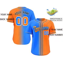 Orange Powder Blue-Black Gradient Fashion Baseball Jersey 2