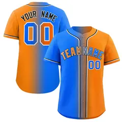 Orange Powder Blue-Black Gradient Fashion Baseball Jersey