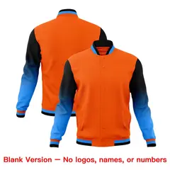 Orange Powder Blue Black Gradient Raglan Varsity Letterman Jacket 7