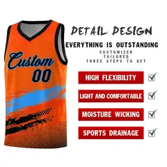 Orange Powder Blue Black Graffiti Basketball Jersey 2