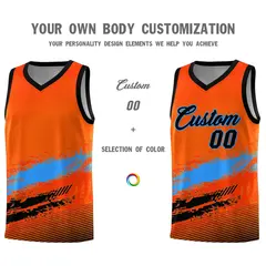 Orange Powder Blue Black Graffiti Basketball Jersey 3