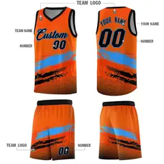 Orange Powder Blue Black Graffiti Basketball Jersey 5