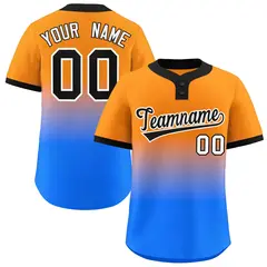 Orange Powder Blue Black-White Gradient Two-Button Softball Jersey 1