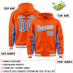 Orange Powder Blue Color Block Varsity Letterman Jacket Hoodie 4