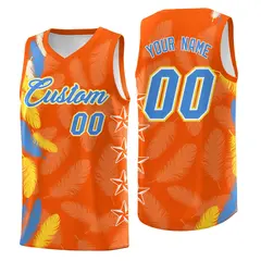 Orange Powder Blue Feather Graffiti Basketball Jersey 1