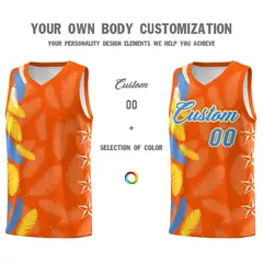 Orange Powder Blue Feather Graffiti Basketball Jersey 3