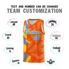 Orange Powder Blue Feather Graffiti Basketball Jersey 4