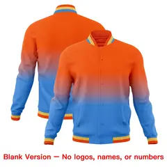 Orange Powder Blue Full-Snap Varsity Gradient Letterman Jacket 7
