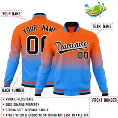 Orange Powder Blue Full-Snap Varsity Gradient Letterman Jacket 2