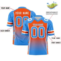 Orange Powder Blue Gradient Side Pattern Football Jersey 2