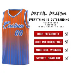 Orange Powder Blue Gradient Stripe Fashion Basketball Jersey 2