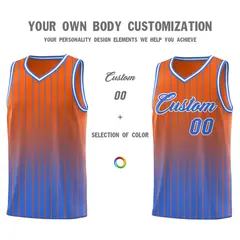 Orange Powder Blue Gradient Stripe Fashion Basketball Jersey 3