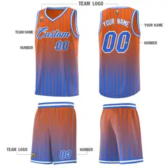 Orange Powder Blue Gradient Stripe Fashion Basketball Jersey 5