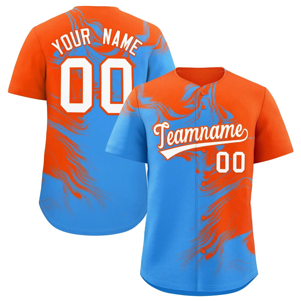 Orange Powder Blue Ink Pattern Authentic Baseball Jersey