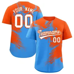 Orange Powder Blue Ink Pattern Authentic Baseball Jersey 1