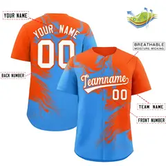 Orange Powder Blue Ink Pattern Authentic Baseball Jersey 2