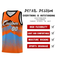 Orange Powder Blue Mountain Fade Gradient Basketball Jersey 2