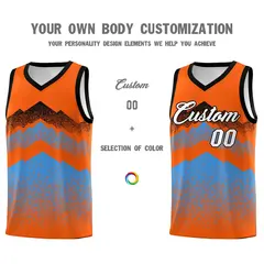 Orange Powder Blue Mountain Fade Gradient Basketball Jersey 3