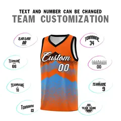 Orange Powder Blue Mountain Fade Gradient Basketball Jersey 4