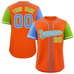 Orange Powder Blue Neon Green Raglan Sleeves Baseball Jersey