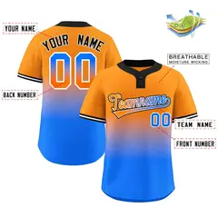 Orange Powder Blue Orange-White Gradient Two-Button Softball Jersey 2