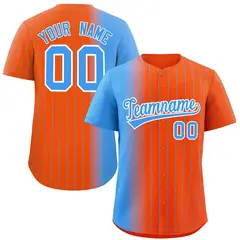 Orange Powder Blue Pinstripe Gradient Baseball Jersey 1