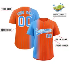 Orange Powder Blue Pinstripe Gradient Baseball Jersey 2
