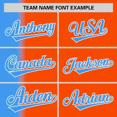 Orange Powder Blue Pinstripe Gradient Baseball Jersey 3
