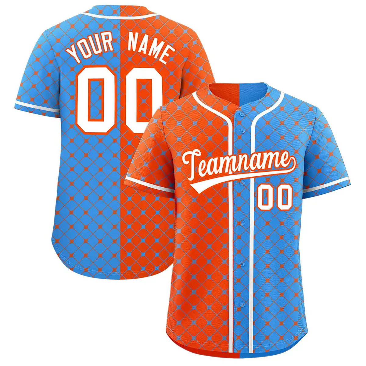 Orange Powder Blue Plaid Split Authentic Baseball Jersey