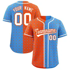 Orange Powder Blue Plaid Split Authentic Baseball Jersey