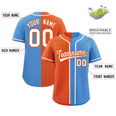 Orange Powder Blue Plaid Split Authentic Baseball Jersey 2
