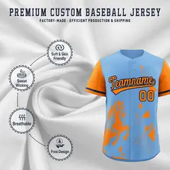 Orange Powder Blue Raptor Series Raglan Baseball Jersey 3