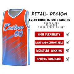 Orange Powder Blue Splash Basketball Uniforms for School 2
