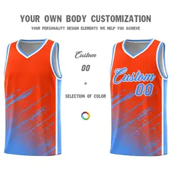 Orange Powder Blue Splash Basketball Uniforms for School 3