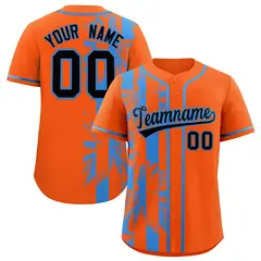 Orange Powder Blue Split Coconut Tree Baseball Jersey 1