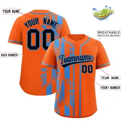 Orange Powder Blue Split Coconut Tree Baseball Jersey 2