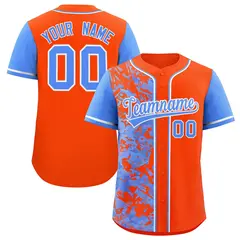 Orange Powder Blue Split Graffiti Raglan Baseball Jersey 1