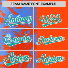 Orange Powder Blue Split Graffiti Raglan Baseball Jersey 3