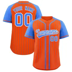 Orange Powder Blue Stripe Raglan Baseball Jersey 1