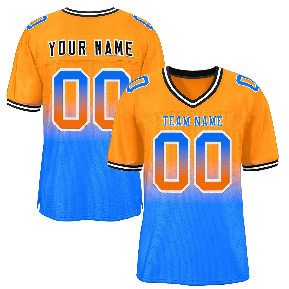 Orange Powder Blue-White Gradient Outdoor Football Jersey