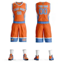 Orange Powder Blue White Graffiti Lightning Basketball Jersey 1