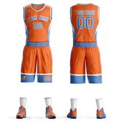 Orange Powder Blue White Graffiti Lightning Basketball Jersey 1